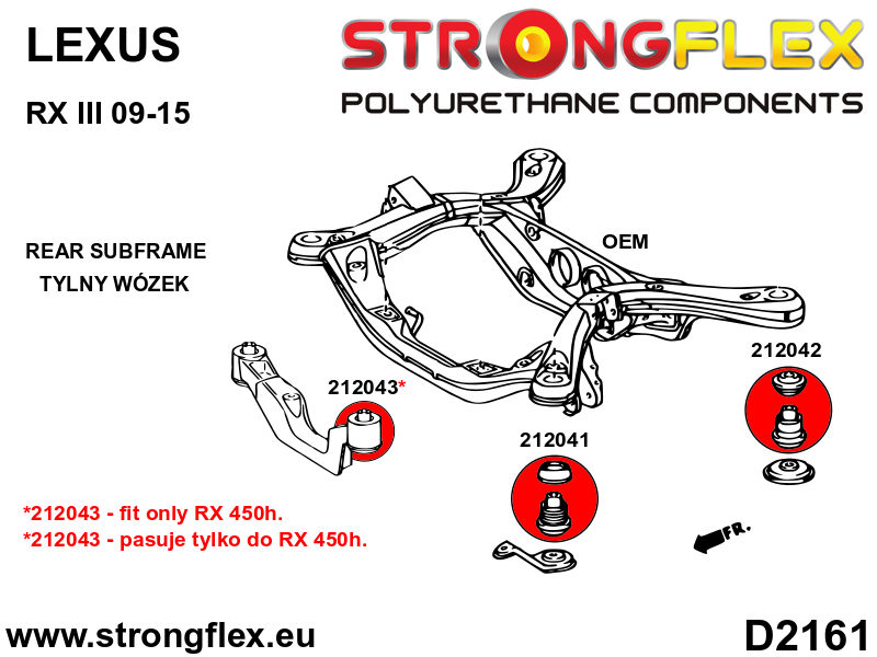 Kit de silentblocks de montaje del eje trasero Lexus RX (216274B)
