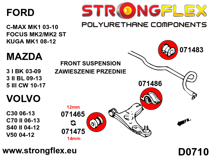 Kit de suspensión delantera SPORT Ford Focus MK2 3 Axela C30 S40 V50 Kuga (076160A)