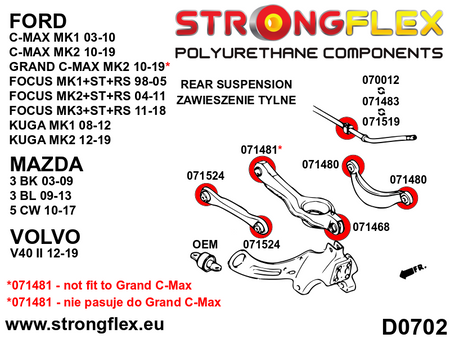 Kit completo de suspensión Ford Focus MK3 MK2 V40 C-Max Grand C-Max Kuga (076164B)