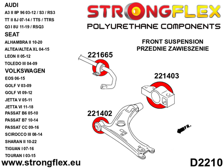 Kit de suspensión delantera SPORT Audi A3 8P 1P 5P 7N 2K 2C A5 A6 1T 8J 8U (226167A)