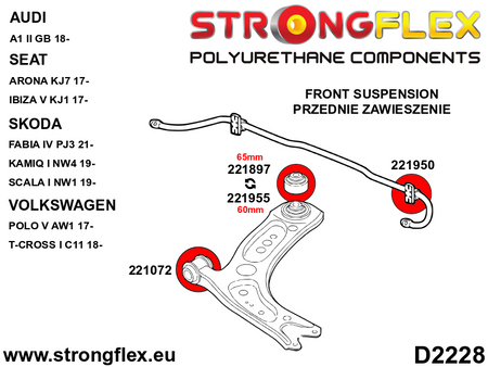 Kit de suspensión delantera SPORT Seat Ibiza KJ1 PJ3 AW1 A1 S1 Arona KJ7 (226232A)