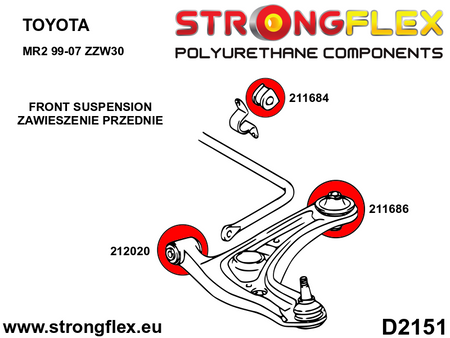 Silentblock de la barra estabilizadora delantera SPORT Toyota MR2 W30 (211684A)