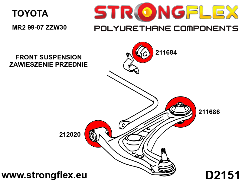 Buje de horquilla delantera delantero 31 mm SPORT Toyota MR2 W30 P1 EP91 (212020A)