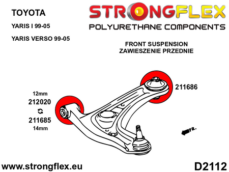 Buje de horquilla delantera delantero 31 mm SPORT Toyota MR2 W30 P1 EP91 (212020A)