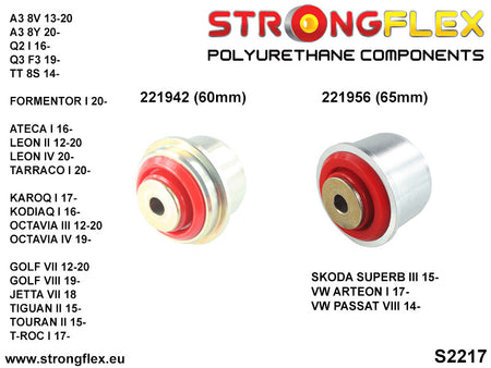 Kit de silentblock de suspensión trasera SPORT Audi A3 8V 8X 5T A7 8Y 8S F3 (226227A)