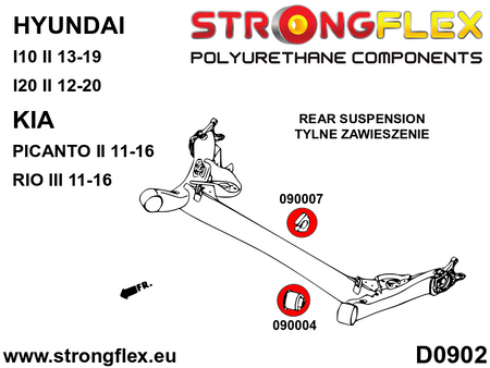 Silentblock de montaje del eje trasero SPORT Kia Picanto I10 I20 Rio (090004A)