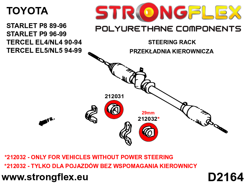 Silentblock de cremallera de dirección Toyota Sera  EXY1 EP91 EP82 EL4 NL4 (212031B)