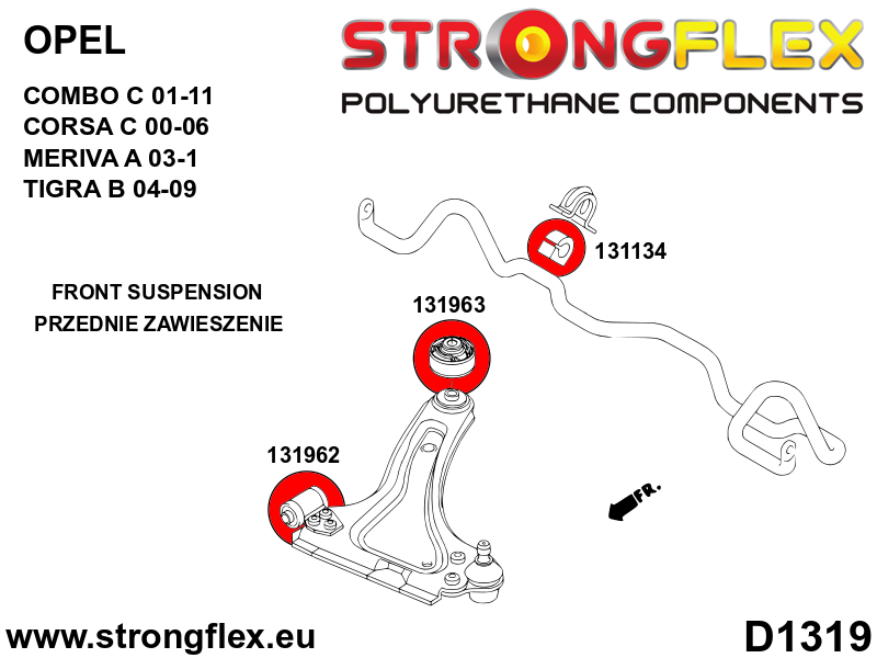 Silentblock de horquilla delantera trasera Opel Corsa X01 Tigra Meriva (131963B)