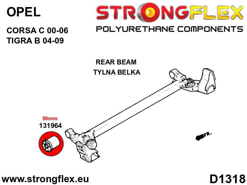 Silentblock del eje trasero 58 mm Opel Corsa X01 Tigra (131964B)