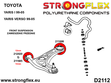 Silentblock delantero del brazo delantero 14mm Toyota Yaris P1 P9 P13 (211685B)