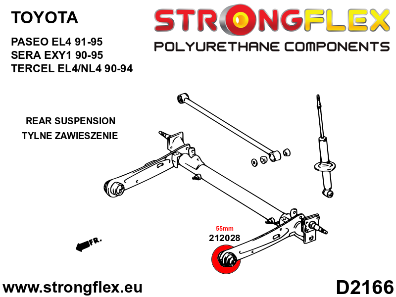 Silentblock del eje trasero 55 mm SPORT Toyota Sera  EXY1 EP91 EP82 EL4 NL4 (212028A)