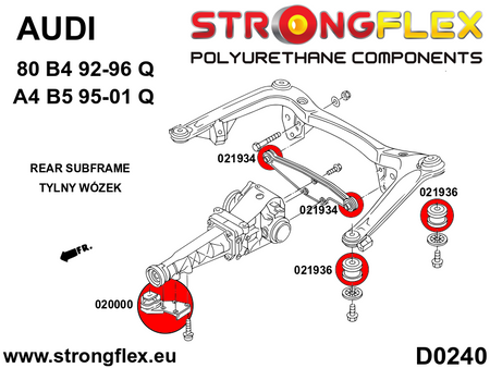 Silentblock trasero del soporte del diferencial trasero SPORT Audi 80 B4 B5 (021934A)