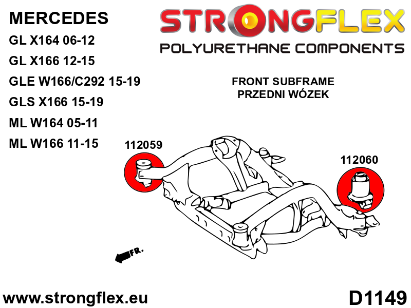 Silentblock trasero del subchasis delantero SPORT Mercedes GL X166 X164 (112060A)