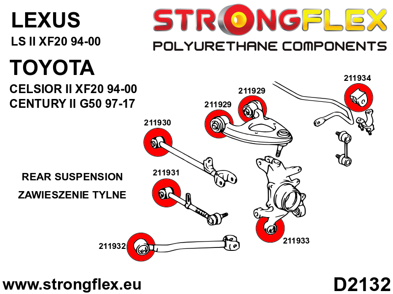 Silentblock de brazo superior trasero SPORT Lexus LS XF20 Century II  97-17 (211929A)