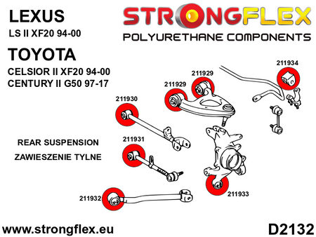 Silentblock trasero del brazo tirado trasero SPORT Lexus LS XF10 XF20 (211933A)
