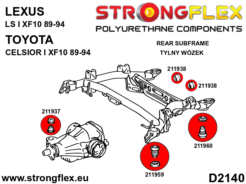 Silentblock trasero del soporte del diferencial trasero SPORT Lexus LS XF10 (211938A)