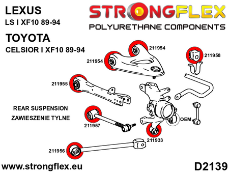 Kit completo de silentblocks de suspensión SPORT Lexus LS XF10 Celsior (216257A)