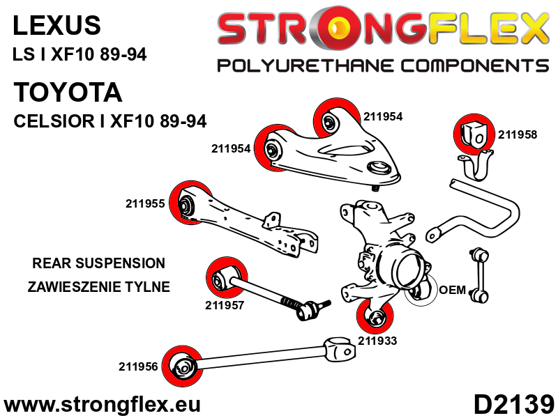 Silentblock del brazo tirado trasero lado delantero Lexus LS XF10 Celsior (211956B)