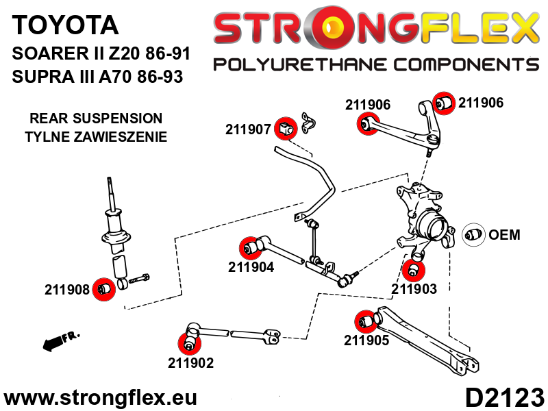 Silentblock de estabilizadora trasera SPORT Toyota Supra A70 Z20 Soarer (211907A)