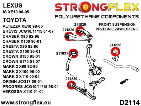 Silentblock de estabilizadora delantera Toyota Chaser X90 X100 XE10 S150 (211828B)