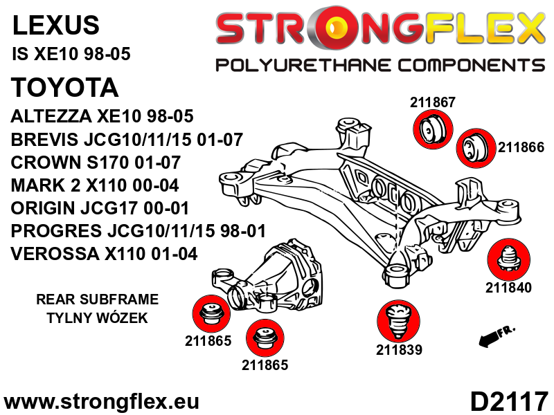 Silentblock de diferencial trasero trasero SPORT Toyota Altezza XE10 S190 (211866A)