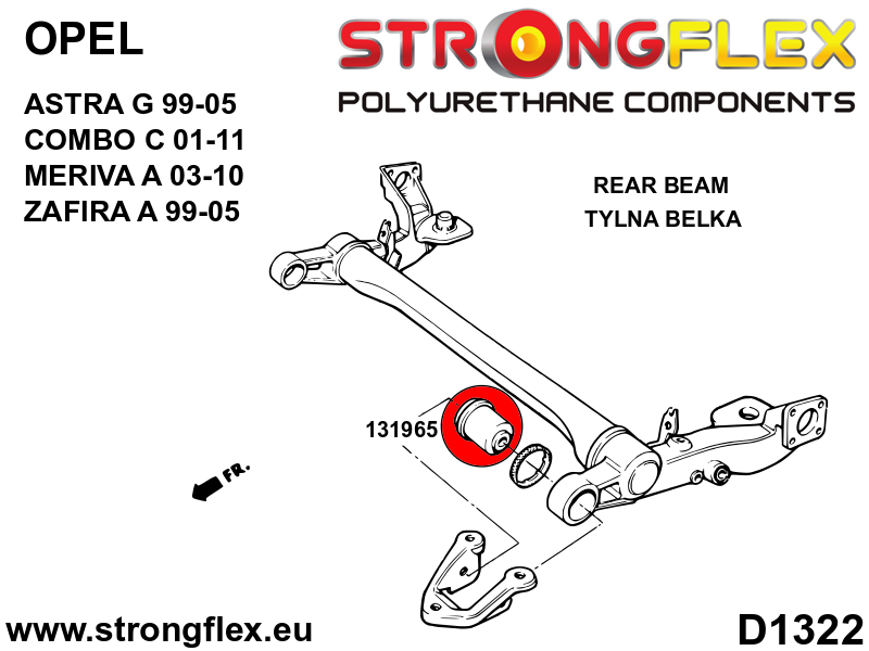 Silentblock de montaje del eje trasero Opel Astra T98 Zafira Meriva Combo (131965B)