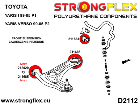 Kit de silentblocks de suspensión delantera Toyota Yaris P1 Yaris Verso  P2 (216284B)