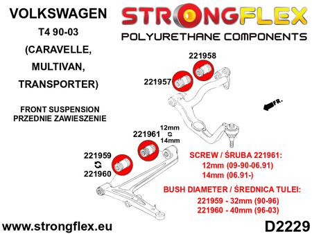 Silentblock de horquilla superior delantero trasero SPORT Volkswagen (221958A)