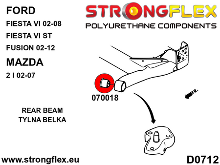 Silentblock de montaje del eje trasero SPORT Ford Fiesta MK6 Fusion 2 Demio (070018A)