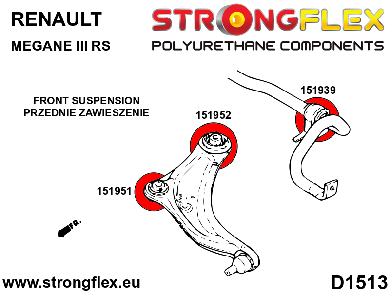 Silentblock de horquilla delantera trasera SPORT Renault Mégane (151952A)