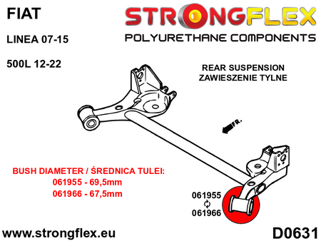 Silentblock del eje trasero 69,5 mm SPORT Alfa Romeo Mito type 955 S07 X15 (061955A)