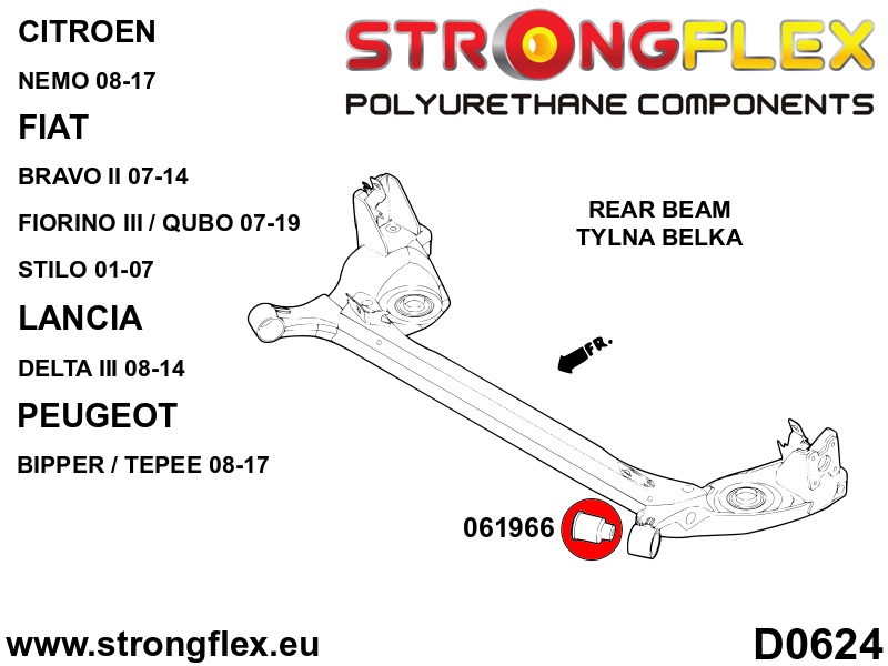 Silentblock del eje trasero 67,5 mm SPORT Citroën Nemo Fiorino Linea Bipper (061966A)