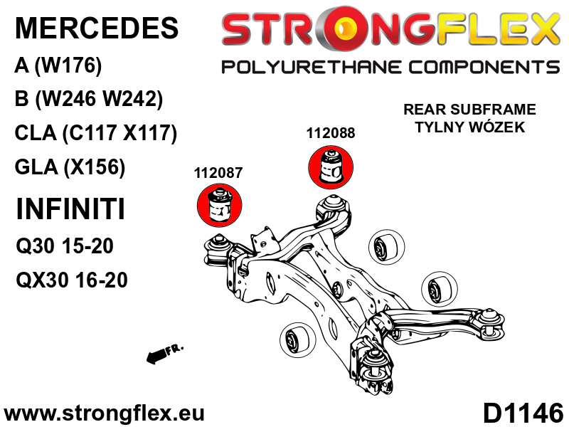 Silentblock trasero del subchasis trasero Mercedes Clase A W176 W246 W242 (112088B)
