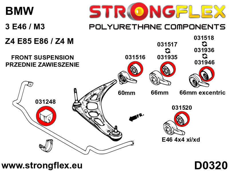 Front lower arm bush 66mm centric - custom wishbone SPORT - BMW > Serie 3 > IV  E46 > E46  rwd|BMW > Serie 3 > IV  E46 > E46  Compact|BMW > Z4 > I  E85 / E86 > E85 / E86