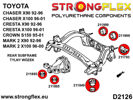 Silentblock trasero del soporte del diferencial trasero Toyota Chaser X90 (211998B)