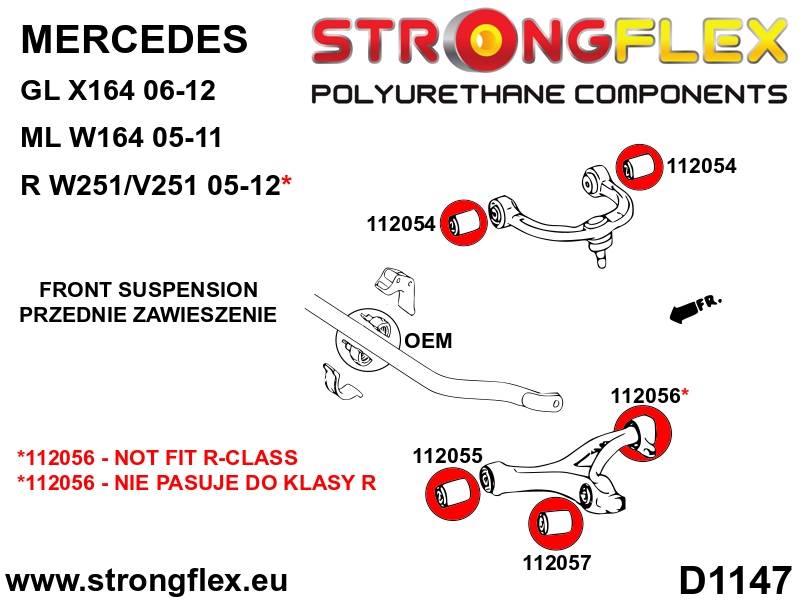 Kit completo de silentblocks de suspensión SPORT Mercedes GL X164 W164 ML (116295A)