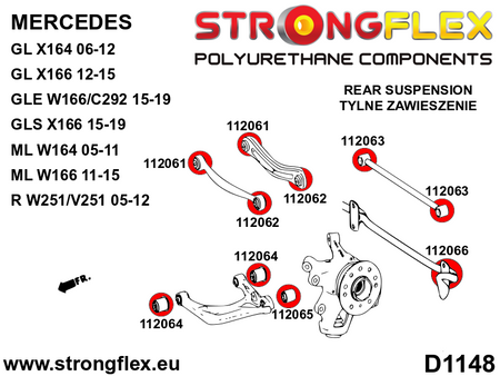 Kit completo de silentblocks de suspensión Mercedes GL X164 W164 ML (116295B)