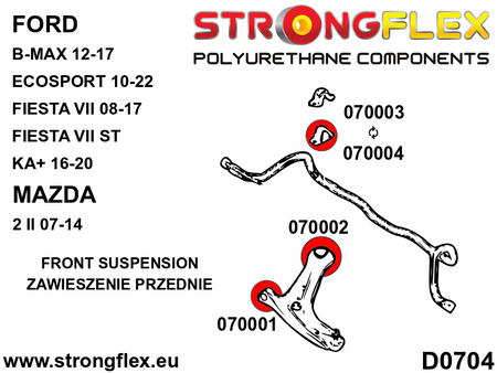 Silentblock de horquilla delantera delantero Ford Fiesta MK7 2 Demio KA (070001B)
