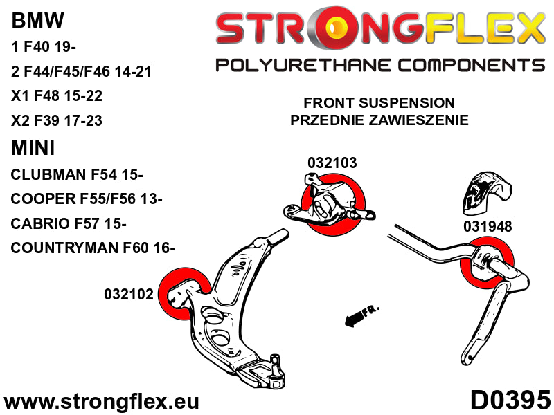 Front control arm – front bush SPORT - Mini > Mini F55/F56/F57 |Mini > Mini F54 Clubman / F60 Countryman  > F54 / F60 FWD|Mini > Mini F54 Clubman / F60 Countryman  > F54 / F60 ALL4|BMW > Serie 1 > III  F40 > F40 FWD|BMW > Serie 1 > III  F40 > F40 XDRIVE|B