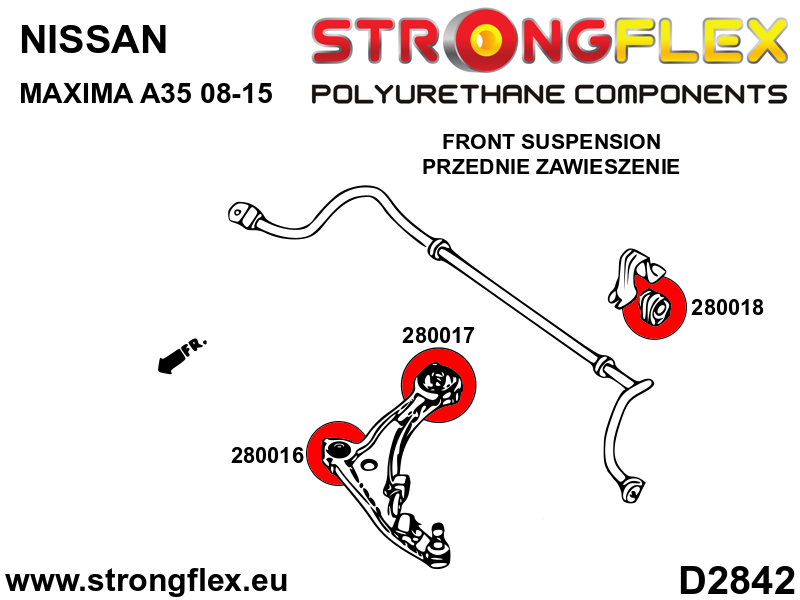 Silentblock de la barra estabilizadora delantera SPORT Nissan Maxima A35 (280018A)