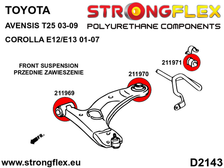 Kit completo de silentblocks de suspensión Toyota Corolla E120 E130 (216290B)