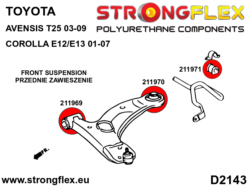 Kit de suspensión delantera SPORT Toyota Corolla E120 E130 T25 Avensis (216264A)