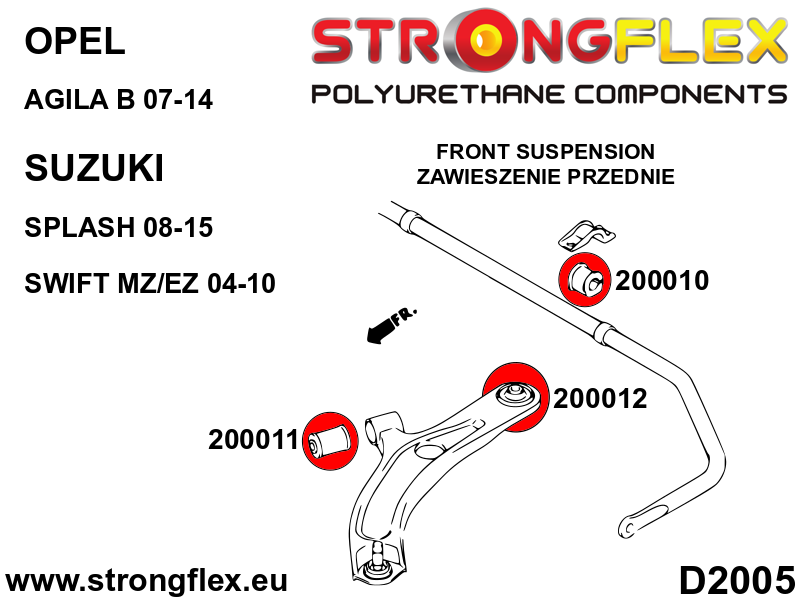 Silentblock de horquilla delantera delantero SPORT Suzuki Splash FWD AWD (200011A)