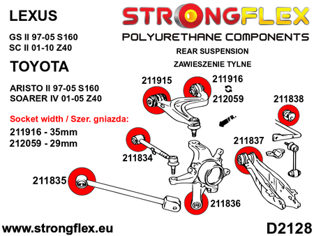 Kit de silentblock de suspensión trasera SPORT Lexus GS S160 Z40 SC Soarer (216245A)