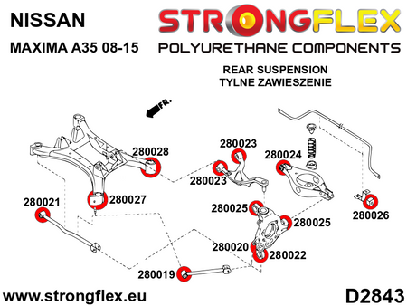 Kit de silentblock de suspensión trasera SPORT Nissan Maxima A35 (286222A)