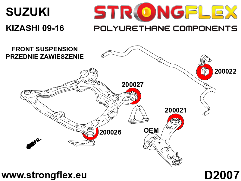 Silentblock de horquilla delantera trasera SPORT Suzuki Kizashi FWD AWD (200021A)