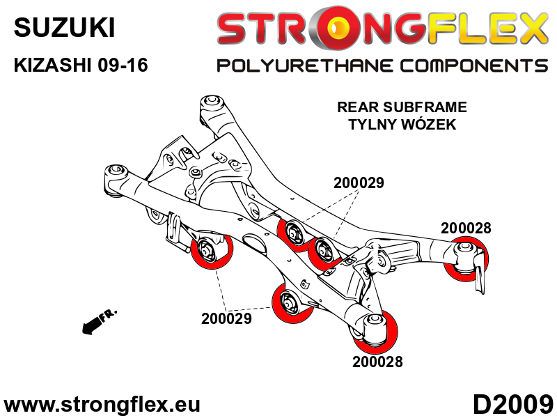 Silentblock del puente trasero 59mm Suzuki Kizashi FWD AWD (200028B)
