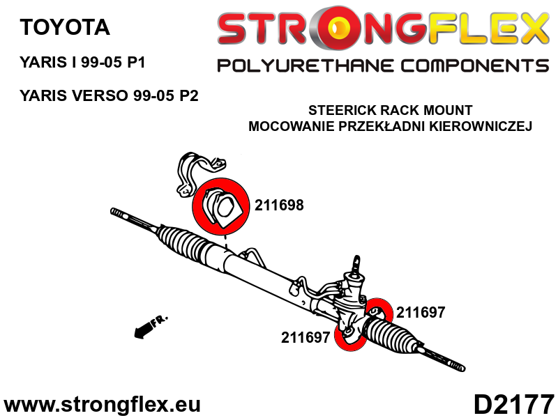 Abrazadera del mecanismo de dirección SPORT Toyota Yaris P1 Yaris Verso  P2 (211698A)