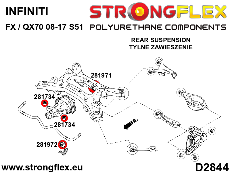 Silentblock delantero del soporte del diferencial trasero SPORT Nissan (281734A)