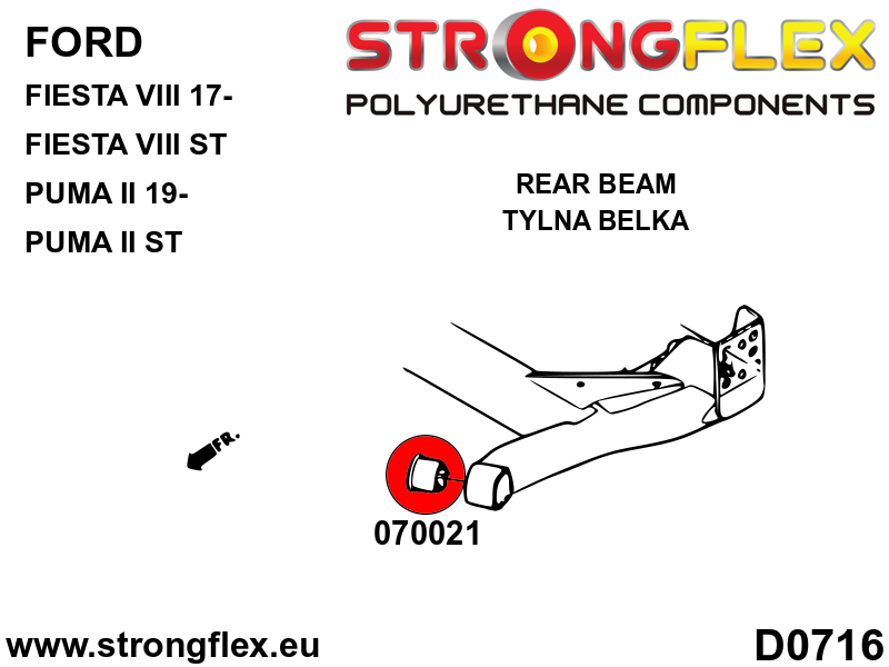 Silentblock de montaje del eje trasero Ford Fiesta MK8 MK2 Puma (070021B)